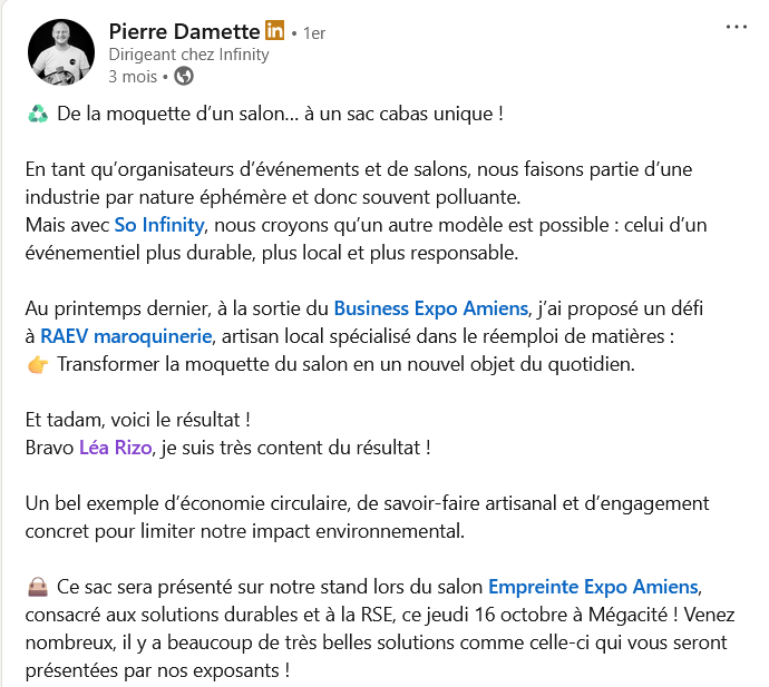 Publication diffusée sur les réseaux sociaux pour présenter les créations artisanales et le savoir-faire de l'atelier - Raev atelier